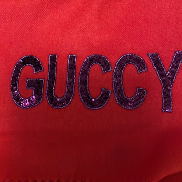 NWT Gucci embellished red scarf. - Picture 4 of 7